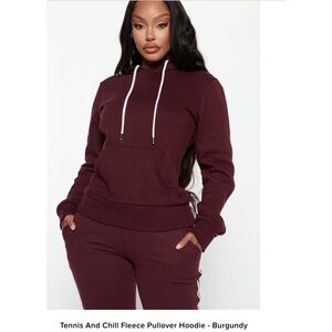 Tennis and Chill Fleece Pullover Hoodie - Burgundy